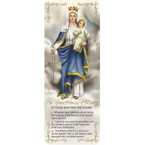 15 Promises of The Rosary Jumbo Laminated Bookmark, 6 1/2 Inch, Pack of 10