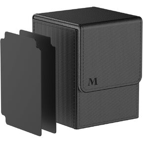 Deck Box compatible with MTG Cards, Trading Card Case with 2 Dividers per Holder, Large Size for 100+ Cards (Marvelous-Black)