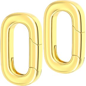 Oval Necklace Pendant Clasps, Silver Filled Spring Carabiner Bracelet Rings, Jewelry Connector Enhancer, DIY Jewelry Making Supplies for Women Men - 2PCS