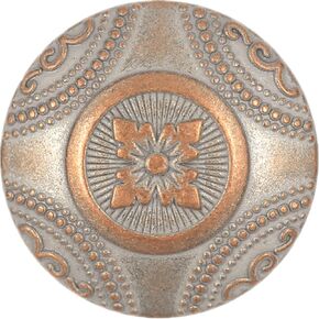 Bezelry 12 Pieces Rosette Pattern Metal Shank Buttons. 23mm (7/8 inch) (Copper White Patina)