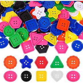 150 Pieces Big Bright Buttons 8 Color 8 Large Shapes DIY Manual Button Handmade Ornament Buttons for Crochet Knitting Arts DIY Sewing Crafts