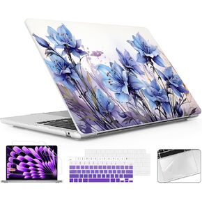 for 2024 M3 MacBook Air 15.3 Inch A3114 Case Fits 2023 A2941 M2 Chip with Liquid Retina Display Touch ID, Printed MacBook Air 15" Plastic Hard Protective Shell Cover, Boho Elephant