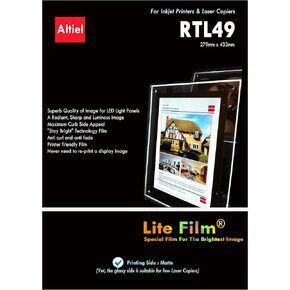 RTL49-50 sheets of 11" x 17" Backlit Film sheet/Back Lit Paper (Translucent) Displays, Excellently printable with all Inkjet printers & Laser Copiers