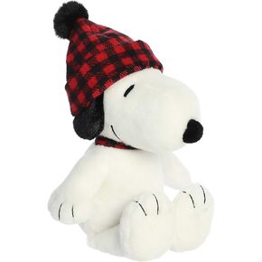 Aurora® Festive Peanuts® Winter Plaid Snoopy محشو - الشخصيات الكلاسيكية - ذكريات دائمة - أبيض 11 بوصة