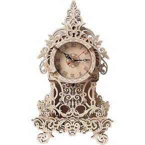 3D Assembled Wooden Clock, Wood 3D Puzzle for Home Room Decor, Creative DIY Antique Jewelry Box, Educational Puzzle Development Hands-on Ability Special-Shape Puzzle for Adults and Teens (Clock)