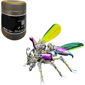 3D Metal Puzzle Model Kit, 180 PCS Mechanical Wasp 3D Jigsaw Puzzle Colorful Stainless Steel DIY Assembly Insect Collection Decoration Ornaments