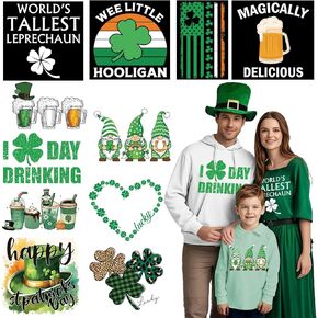 12 Sheets St. Patrick's Day DTF Transfers Ready to Press Iron on Transfers for T-Shirts,Transfers Stickers for St. Patrick's Day Shirt Clothes Bag Pillow DIY Crafts,Iron on Decals Heat Transfer Vinyl