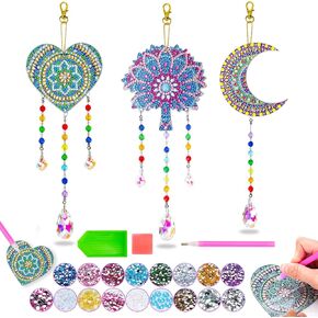 مجموعات فن الماس للأطفال الذين تتراوح أعمارهم بين 6-12 | 5D Crystal Wind Chime & Suncatcher Kit | هدايا عيد ميلاد للفتيات من 7 إلى 10 سنوات | ديي ديكور حديقة نافذة DIY مع أدوات الطلاء الأحجار الكريمة | نشاط الفنون والحرف