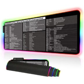 31.5x11.8 Excel Shortcuts, Word Shortcuts, Power Point Shortcuts Office Led Desk Mat RGB Mousepad Led, Shortcuts, Employee Gift Led Mouse Mat Keyboard pad mat, Long Mouse pad KMH
