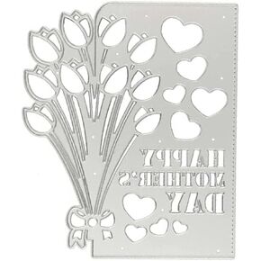 Silver Happy Mother’s Day Cutting Dies for Card Making, Flower Cutting Dies Cut Stencils for DIY Scrapbooking Photo Album Decorative Embossing Paper Templated, Die-Cutting and Embossing