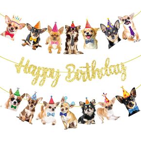 Chihuahua Birthday Party Banners Chihuahua Birthday Decorations 3Pcs Dog Themed Birthday Decorations Dog Birthday Banners for Puppy Dog Party Supplies