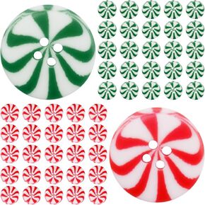 50Pcs Christmas Candy Decorative Buttons, Sewing Christmas Buttons for Clothes Decorations Winter Double Color Christmas Candy Buttons Decors, Xmas Candy Buttons Craft Supplies for Home Party DIY