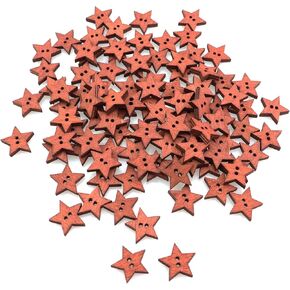 2 Packs Approx 200PCS Vintage Pentagram Wooden Buttons 19mm Star Wooden Buttons Wooden Buttons Sewing Decorative Buttons Reddish Brown for Handmade Skirts Gloves Sweaters Shirts Caps