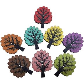 AKOAK 50 Pieces 32 MM Wood Buttons, Tree Buttons, for Scrapbook Sewing DIY Craft Decorative Children's Clothing Accessories -2 Holes