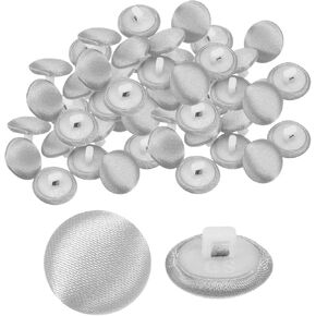 HARFINGTON 50pcs Satin Buttons 0.5" (12.5mm) Smooth Satin Covered Round Tuxedo Buttons with Shank Cloth Buttons for Bridal Wedding Dress Blouse Suits DIY, Silver