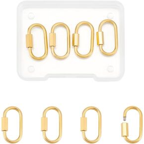 UniCraftale 4pcs الفولاذ الذهبي الفولاذ المقاوم للصدأ المسمار المسمار carabiner قفل قفل القفل مشبك القفل مفتاح carabiner clasp metal keychain clip ربط سريع لصنع المجوهر