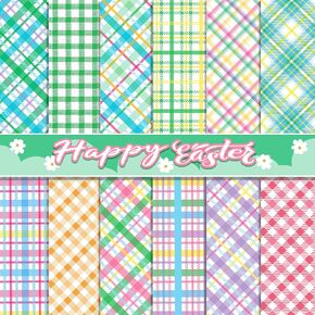 24PCS Pastel Plaid Pattern Scrapbook Paper, 12x12'' 12 Designs Candy Color Buffalo Plaid Craft Paper Double-Sided Papermania Folded Flat for Easter DIY Card Making Scrapbook Photo Album Decor