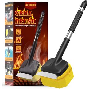 Bristle-Free Steam Cleaning Grill Brush, Safe for All Grill Griddle, Heat-Resistant Head, BBQ Grilling Gift for Men