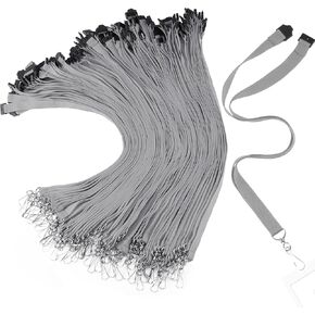 Patelai 60 Pcs Breakaway Lanyards with J Hook Bulk Flat for ID Badges Neck Badge Lanyards Card Nametag Holder Neck Straps (Gray)