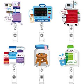 6 Pcs Nurse Badge Reels Holder Retractable Medical ID Clip Nurse Badge Alligator Holder for ICU Er Student Teacher Doctor Rn LPN Medical Assistant Work Office