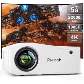 5G WiFi Bluetooth Projector, Native 1080P Outdoor Movie Projector with 350" Display, 22000L Home Theater Video Projector 4K Supported, LED Video Projector Compatible with TV Stick, Phone/PC