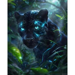 QACEYID Panther Paint by Numbers Kit for Adults, Aesthetic Paint by Number on Canvas, Abstract Art Digital Oil Painting Kits Suitable for Home Wall Decoration Gift 20"x16"