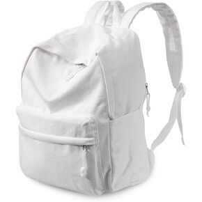 DIY Canvas Backpack White Backpack Large Casual Daypack Satchel Laptop Backpack Unisex, standard