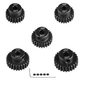 5-Pack 48P Hardened Steel Pinion Gears Set for 1/10 RC Cars - 22T, 23T, 24T, 25T, 26T with 3.175mm Shaft