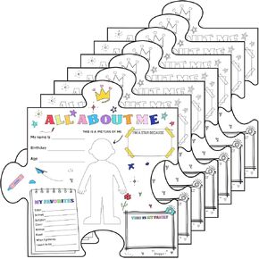 uyakhom 50 Pcs All About Me Poster Star Students Poster First Day of School Fill in Craft Display Poster for Kids Students Teacher Classroom Kindergarten Elementary School Preschool Supplies