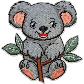 Cute Baby Koala Patch – 3.5 inches, Colorful Joyful Koala Iron On Patch – Embroidered Australian Bear Patches Appliques for Children