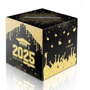 2025 حامل صندوق بطاقة التخرج ، مظروف يتلقى خريج التهاني مربع الديكور ، احتفال حفلة التخرج الأسود