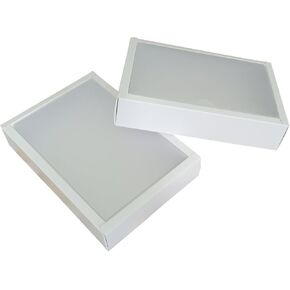 سولالين 20pcs صناديق الهدايا الورقية المستطيلة مع غطاء PVC Proghed ، مربع التغليف الهدايا المصنوع يدويًا ، الحجم الداخلي 7.08 × 4.72 × 1.57 بوصة (18 × 12 × 4 سم) ، ألوان متنوعة (أبيض)