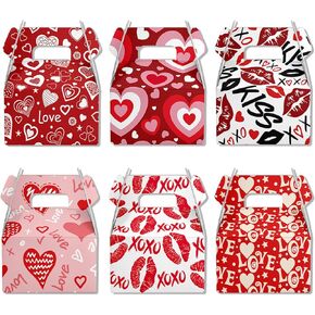 Generic 12 Pcs Valentine's Day Treat Boxes Love Hearts Candy Cookie Gift Boxes with Handle for Parties & Gifts