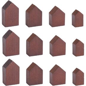 OLYCRAFT 12pc 4 Size Coconut Brown Wooden House Blocks Arrow Shape Wooden Tray Coffee Bar Decor