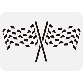 FINGERINSPIRE Racing Flags Stencil 8.3x11.7" PET Race Checkered Flag Painting Stencils Car Racing Flags Drawing Large Stencils Reusable Wall Decoration Templates for DIY Projects Airbrush Crafts