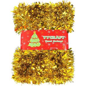 Yycraft Gold Metallic Twist Garland Garland Garland Garland Christmas Tree Garland- 3 "× 10 ياردة