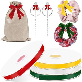 Hilitchi 10 Rolls 3/8" Wide Nylon Vintage Ribbons Spools 10 Colors Single Face Ribbon Trimming Ribbon Fabric Ribbon Trim for Gift Wrapping Wedding Bouquet Decoration Total 295 Yards