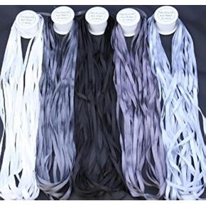 New ThreadNanny 5 Spools of 100% Pure Silk Ribbons - Grey Tones - 50 MTS x 4mm