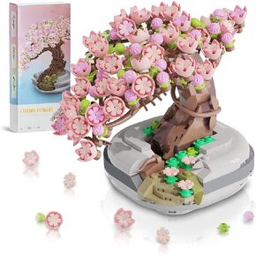 Mini Bricks Cherry Blossom Tree Building Set - Sakura Bonsai DIY Toy, Birthday Gift for Kids 6+ Years Old