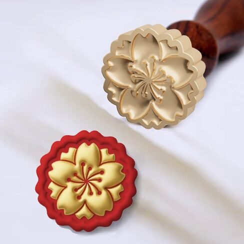 1pc أزهار الكرز الشمع ختم ختم الختم بيضاوي 3D موزعة ختم زهرة ختم هدية لعيد الميلاد 23.5x23.2mm ختم الرأس النحاسي الرجع in Kuwait