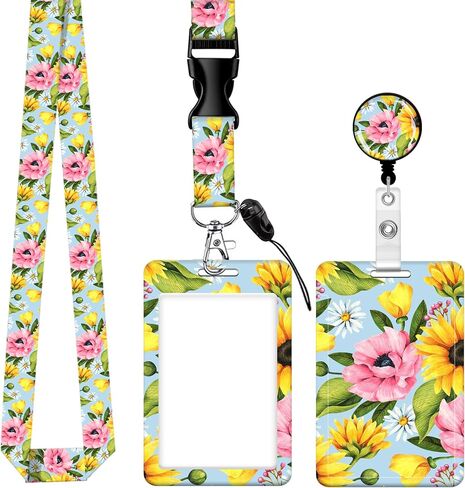 Cute ID Badge Holder with Retractable Clip,Adjustable Badge Lanyard, Reels for Women Kid Teacher Nurse Doctor Student - Cute Colorful Cat in Kuwait