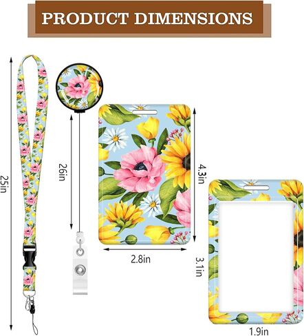 Cute ID Badge Holder with Retractable Clip,Adjustable Badge Lanyard, Reels for Women Kid Teacher Nurse Doctor Student - Cute Colorful Cat in Kuwait