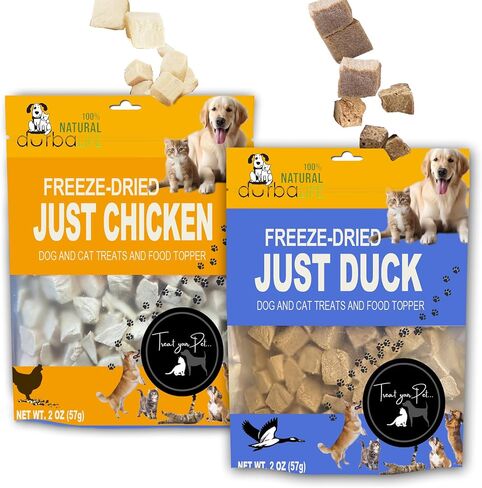 Freeze Dried Dog and Cat Treats Food Topper (2.0 oz, Duck & Chicken (2-Pack)) in Saudi Arabia