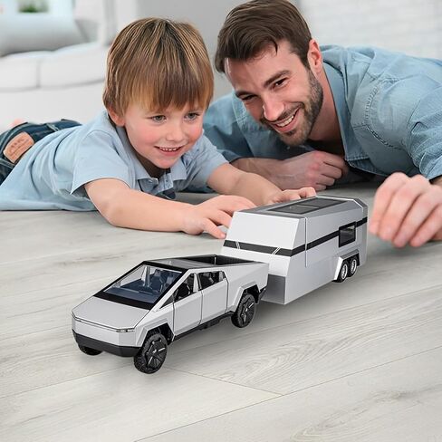 1/32 Pickup Trailer RV Model Kit, Car Model Diecast Metal Toy,Truck Model Simulation Sound Light,Toy Trucks with RV Motor,Best Gift for Kids or Model car Collectors(Black) in Saudi Arabia