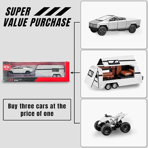 1/32 Pickup Trailer RV Model Kit, Car Model Diecast Metal Toy,Truck Model Simulation Sound Light,Toy Trucks with RV Motor,Best Gift for Kids or Model car Collectors(Black) in Saudi Arabia