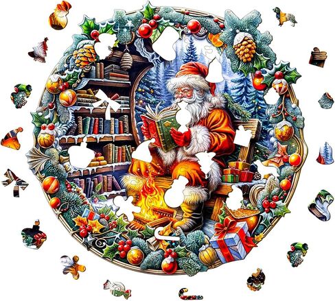 Wooden Puzzles for Adults, Wooden Jigsaw Puzzles for Adults Kids, 3D Christmas Town Unique Shaped Wood Puzzles Adult, Creative Birthday Gifts for Friends Family Game (11.4 * 11.4in 200pcs) in Saudi Arabia