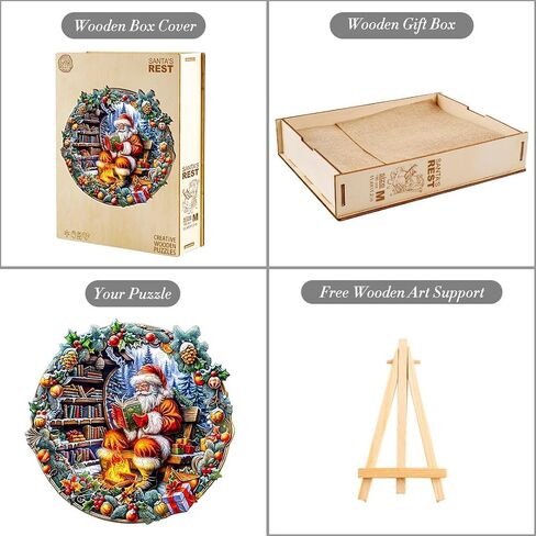 Wooden Puzzles for Adults, Wooden Jigsaw Puzzles for Adults Kids, 3D Christmas Town Unique Shaped Wood Puzzles Adult, Creative Birthday Gifts for Friends Family Game (11.4 * 11.4in 200pcs) in Saudi Arabia