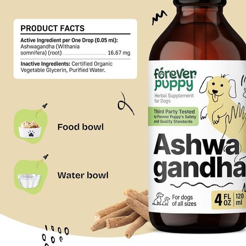 Ashwagandha Drops for Dogs - Calming Care with Ashwagandha Root Tincture - Liquid Alternative to Calming Chews for Dogs' Composure & Relaxation - Canine Vitamins and Supplements - 4 oz in Saudi Arabia