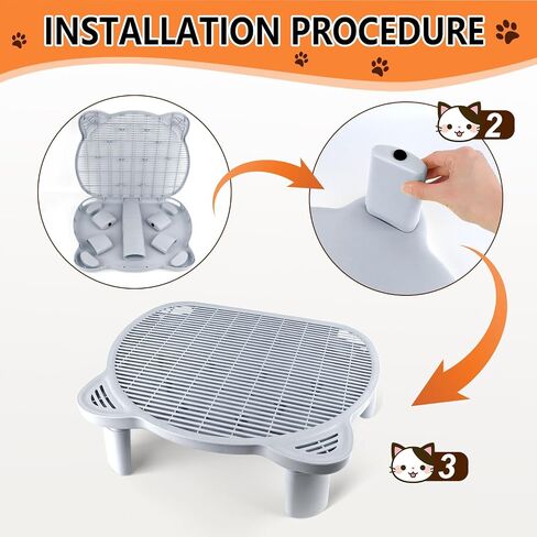 Adjustable 3 Steps Litter Box Ramp, Litter Box Step with Filter Function, Easy to Clean Cat Litter Stair Catcher for Older Cats and Small Cats (Black) in Kuwait