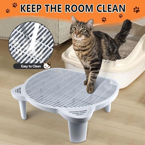 Adjustable 3 Steps Litter Box Ramp, Litter Box Step with Filter Function, Easy to Clean Cat Litter Stair Catcher for Older Cats and Small Cats (Black) in Kuwait